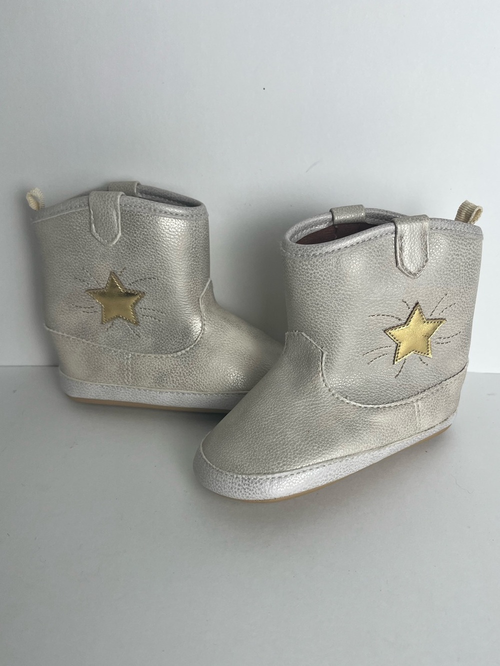 Old Navy Baby Metallic Silver/Gold Star Cowboy Boots -Size 18-24 months